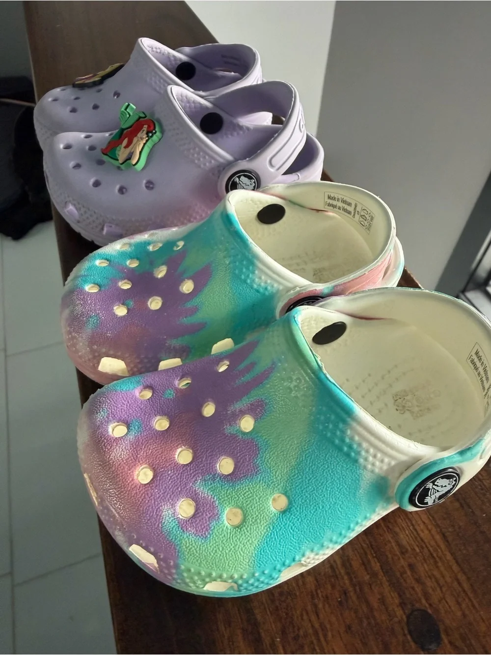 CROCS Kids Lilac and Tie-Dye Teal/Pink Clogs - 2-Pack